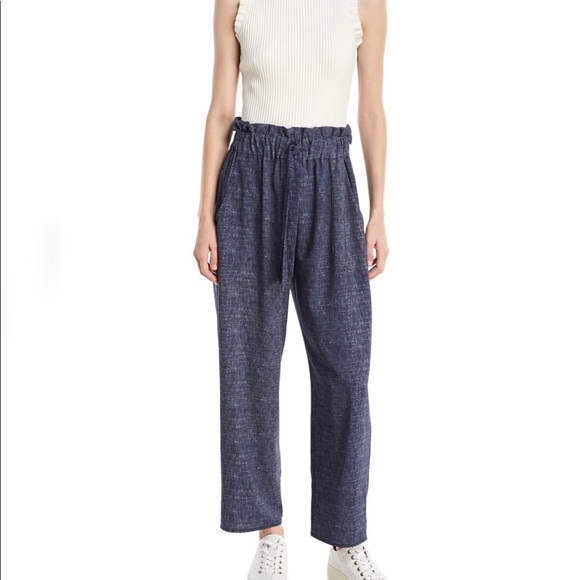 Milly Denim Print Crepe Gathered Kori Trousers - Picture 3 of 7